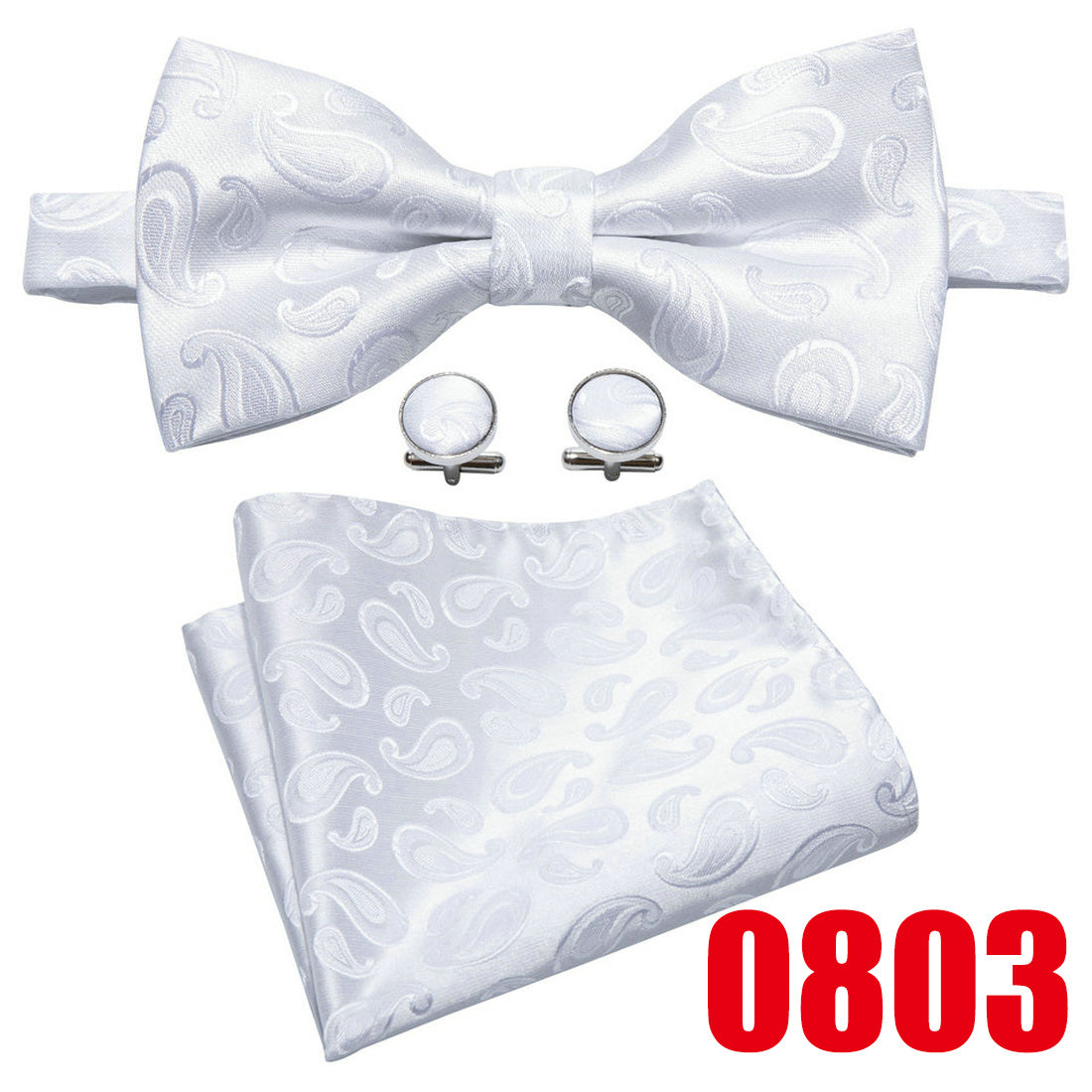 Barry Wang Men's Burgundy Red Paisley Bow Tie Set