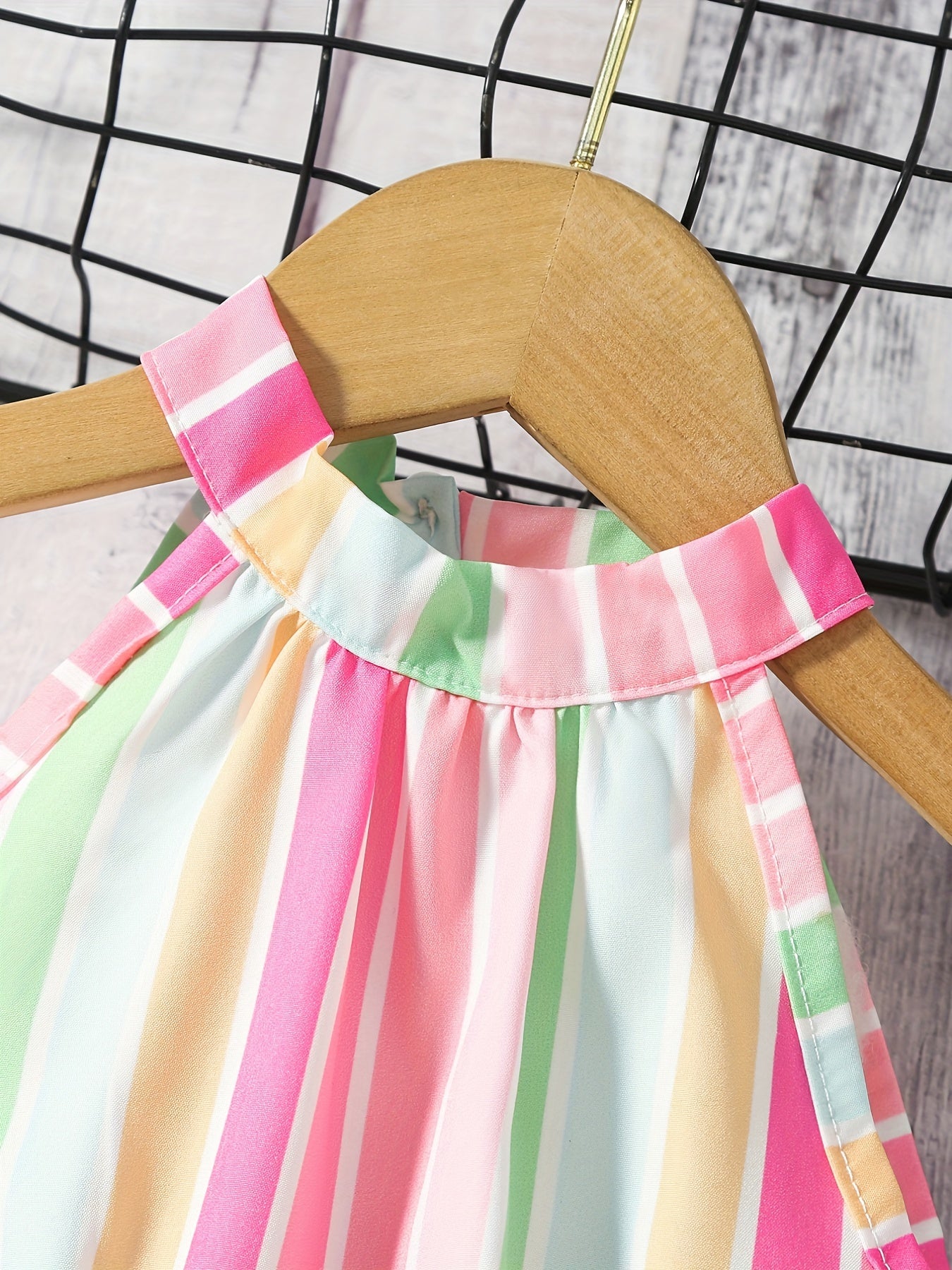 Toddler Girls Block Striped Princess Dress For Party Beach Vacation