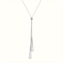 Triangle Geometry Necklace & Tassel Earrings Set with Silvery Chain