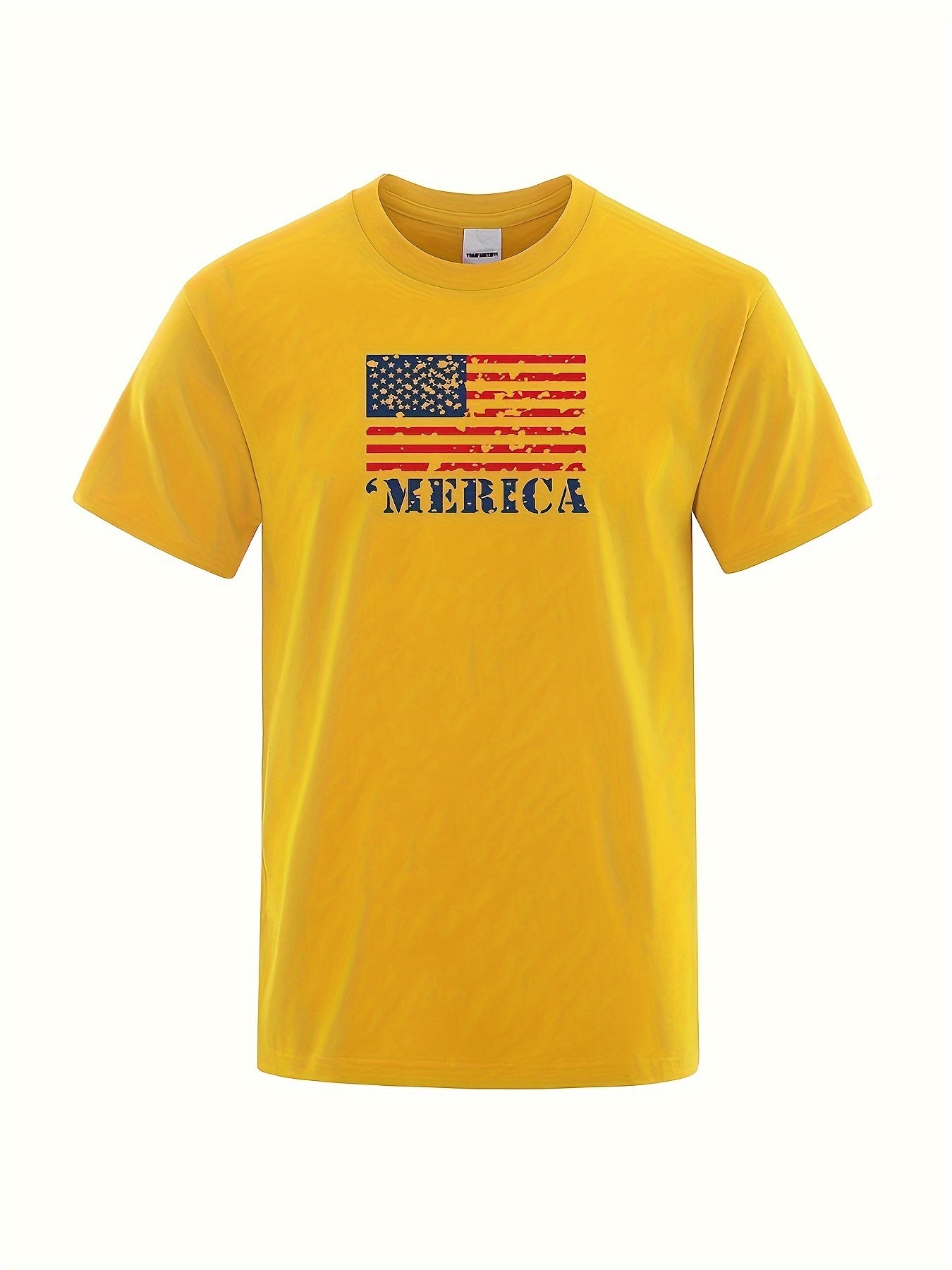 American Flag Print Men's Graphic Cotton T-shirt Active Tee for Summer