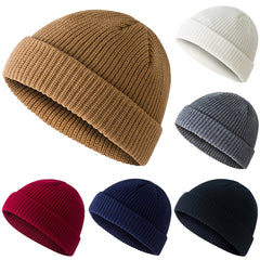 Women's Slouchy Knit Beanie Cap Warm Winter Acrylic Roll up Edge Skull
