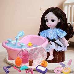 Pink Bathtub with Swimming Ring Bath Toy - Fun Simulated Bath for Kids