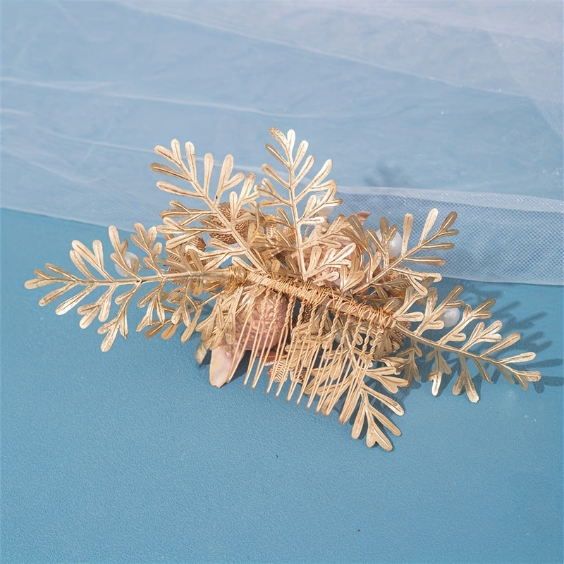 Girl's Christmas Hair Comb Faux Pearl Flower Insert Clip Headdress