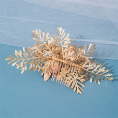 Girl's Christmas Hair Comb Faux Pearl Flower Insert Clip Headdress