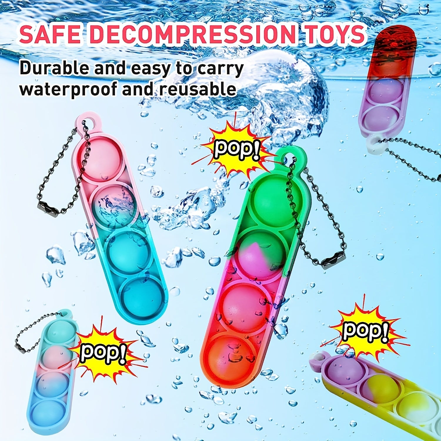 32Pcs Christmas Party Favors Toys Bulk Mini Pop Keychain Sensory Fidget Toys