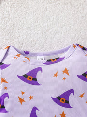 Halloween Party Girls Witch Hat Onesie Set