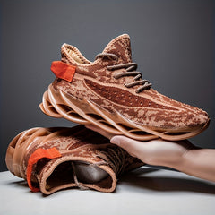 Men's Breathable Mesh Lightweight Lace up Striped Running Shoes