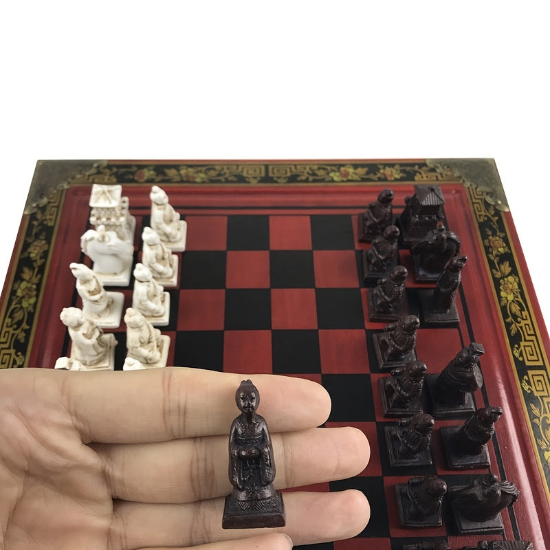 Antique Terracotta Army Chess Set Wooden Table Chess 26IN