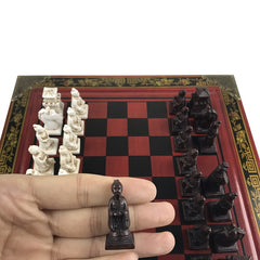 Antique Terracotta Army Chess Set Wooden Table Chess 26IN