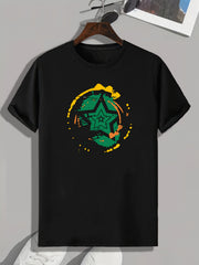 Star Pattern Print Men's T-shirt for Fitness Activities