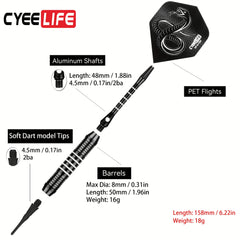 CyeeLife 18g Soft Tip Darts Set for Electronic Dartboard Games