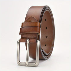 Men's Leather Belt Pin Buckle Retro Cowhide High-end Casual Texture