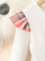 Girls' Plaid Heart Embroidered Dress - Spring/Autumn