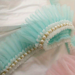 1 Yard Pearl Ruffle Trim Ribbon for Skirt Dress Doll Collar