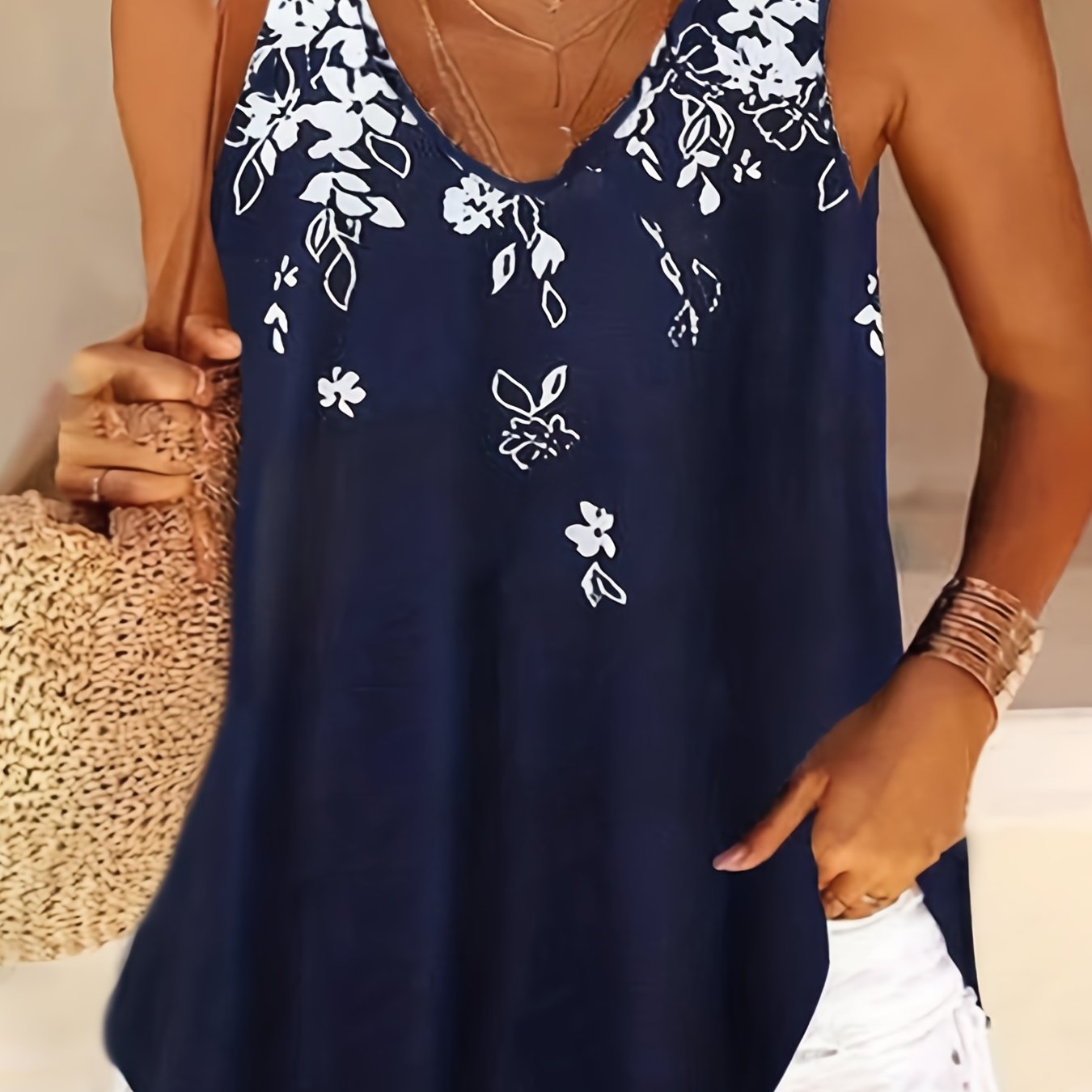 Floral Print Tank Top Sleeveless Casual Summer Women's Clothing