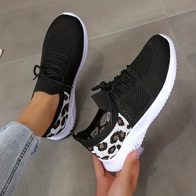 Leopard Pattern Women's Outdoor Running Shoes Breathable Woven Comfort