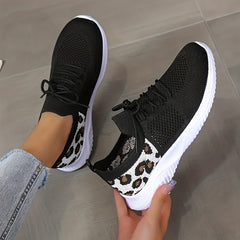 Leopard Pattern Women's Outdoor Running Shoes Breathable Woven Comfort