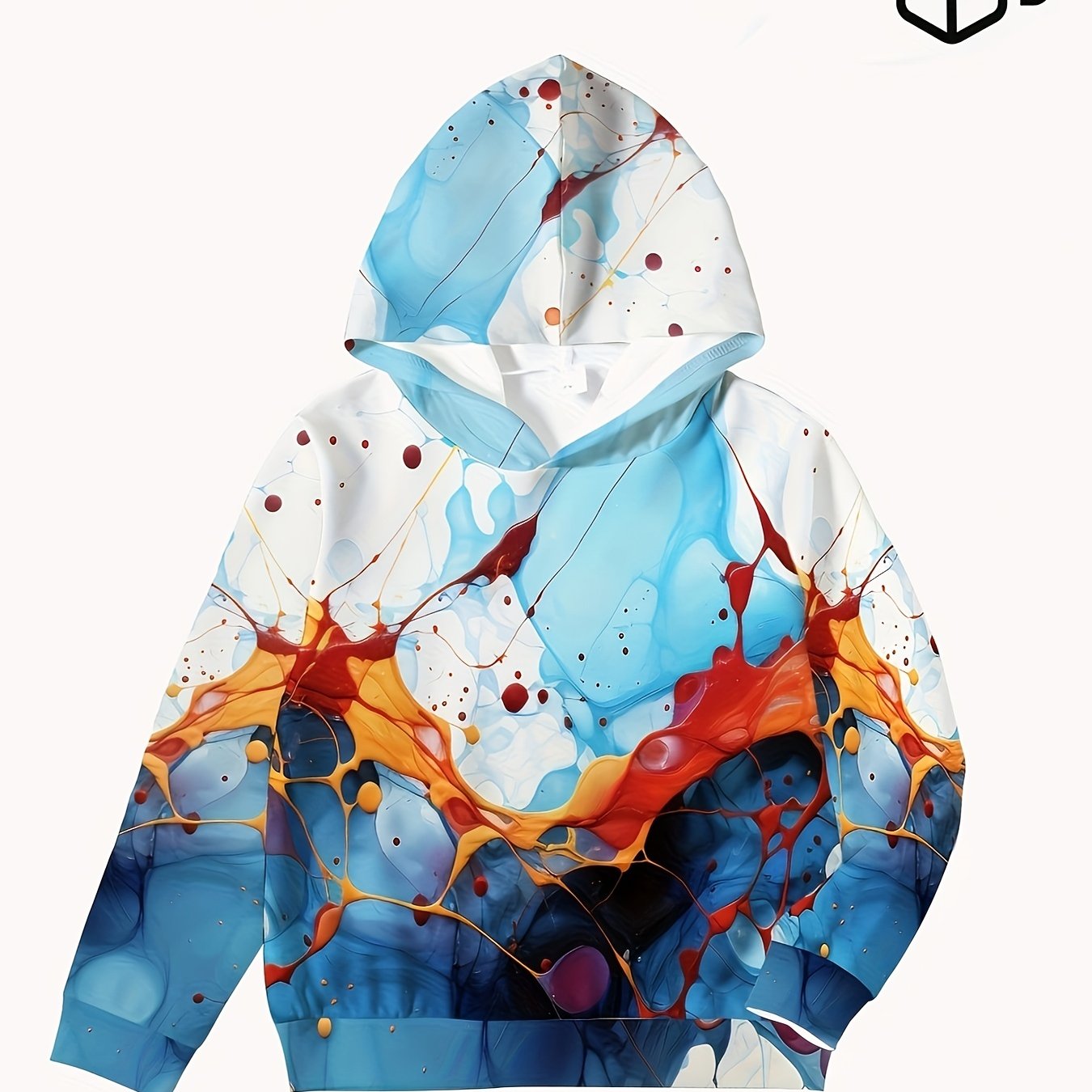 Water & Paint Print Kid's Hoodie Unisex Pullover Causal Hooded Top