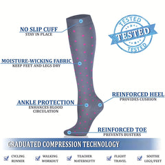 1pair 5pairs Knee High Copper Compression Socks for Men & Women 15-25 mmHg