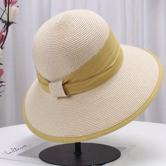 Ruched Hat Band Sun Hat Solid Bucket Hat Classic UV Protection Travel Beach Hats