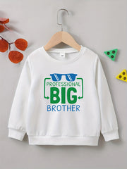 PRO BIG BROTHER Boys Sweatshirt Letter Print Crew Neck Long Sleeve Top