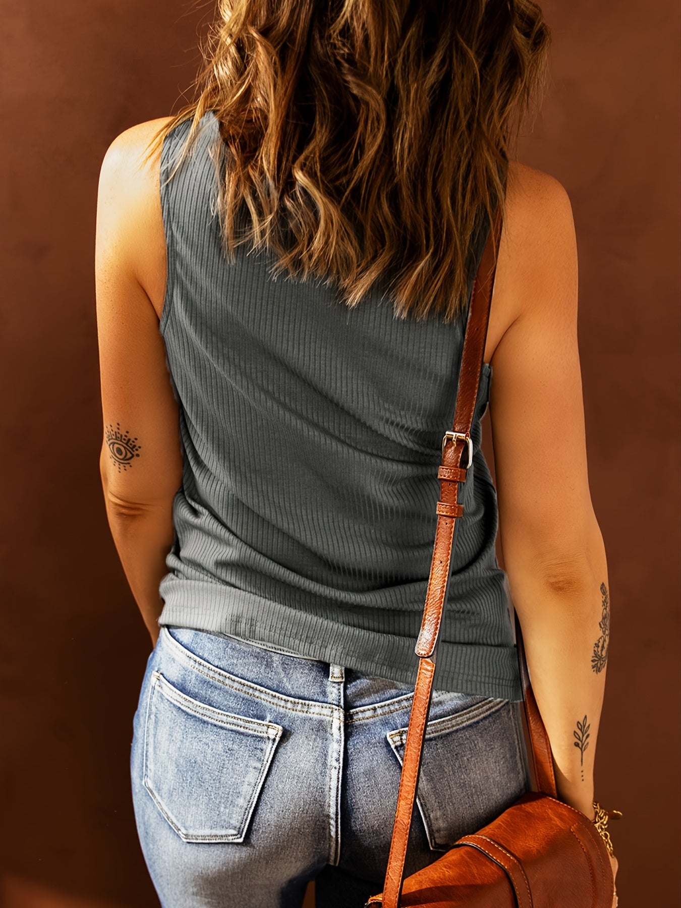 Ribbed Zip Up Tank Top Solid Sleeveless V neck Tank Top