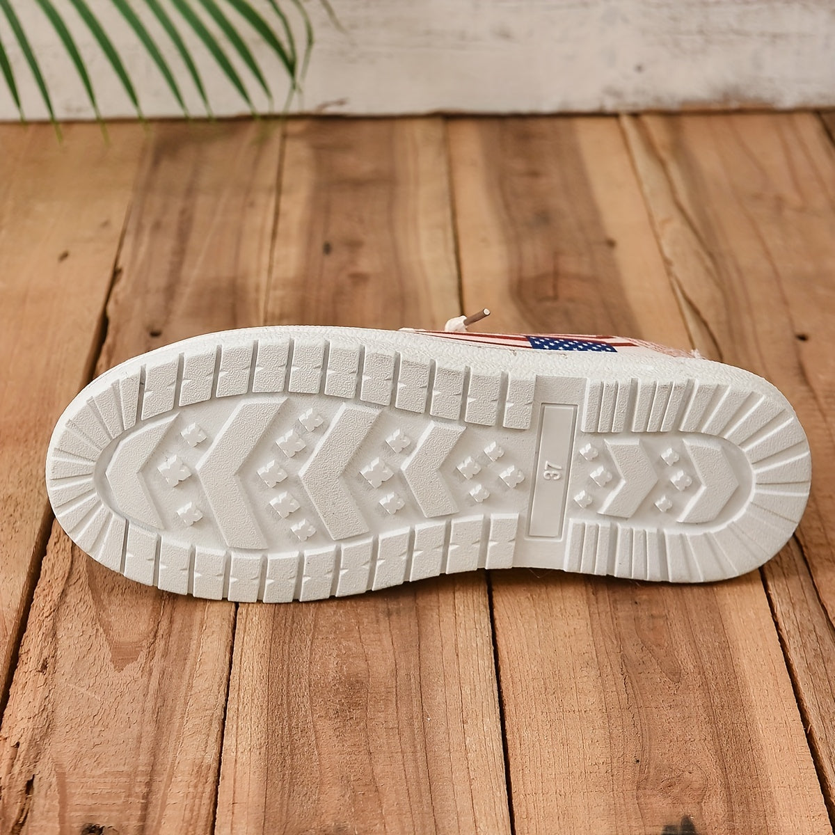 Women's Flag Print Canvas Shoes Casual Lace Up Outdoor Shoes Lightweight
