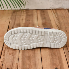 Women's Flag Print Canvas Shoes Casual Lace Up Outdoor Shoes Lightweight
