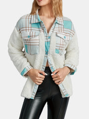 Plaid Print Button Front Jacket Long Sleeve Casual Jacket