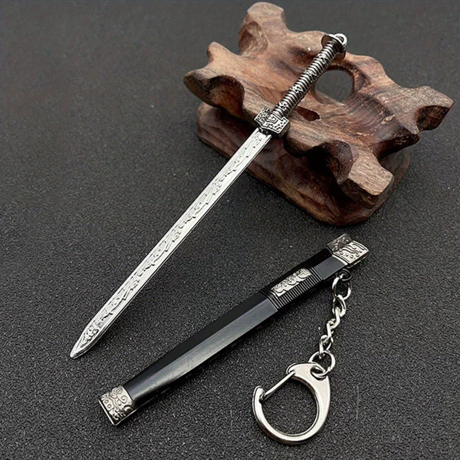 Mini Sword Shape Pendant Keychain Weapon Model with Sheath Toy Pendant