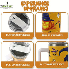 40oz Halloween Pattern Water Bottle Portable Creative Car Tumbler With Handle