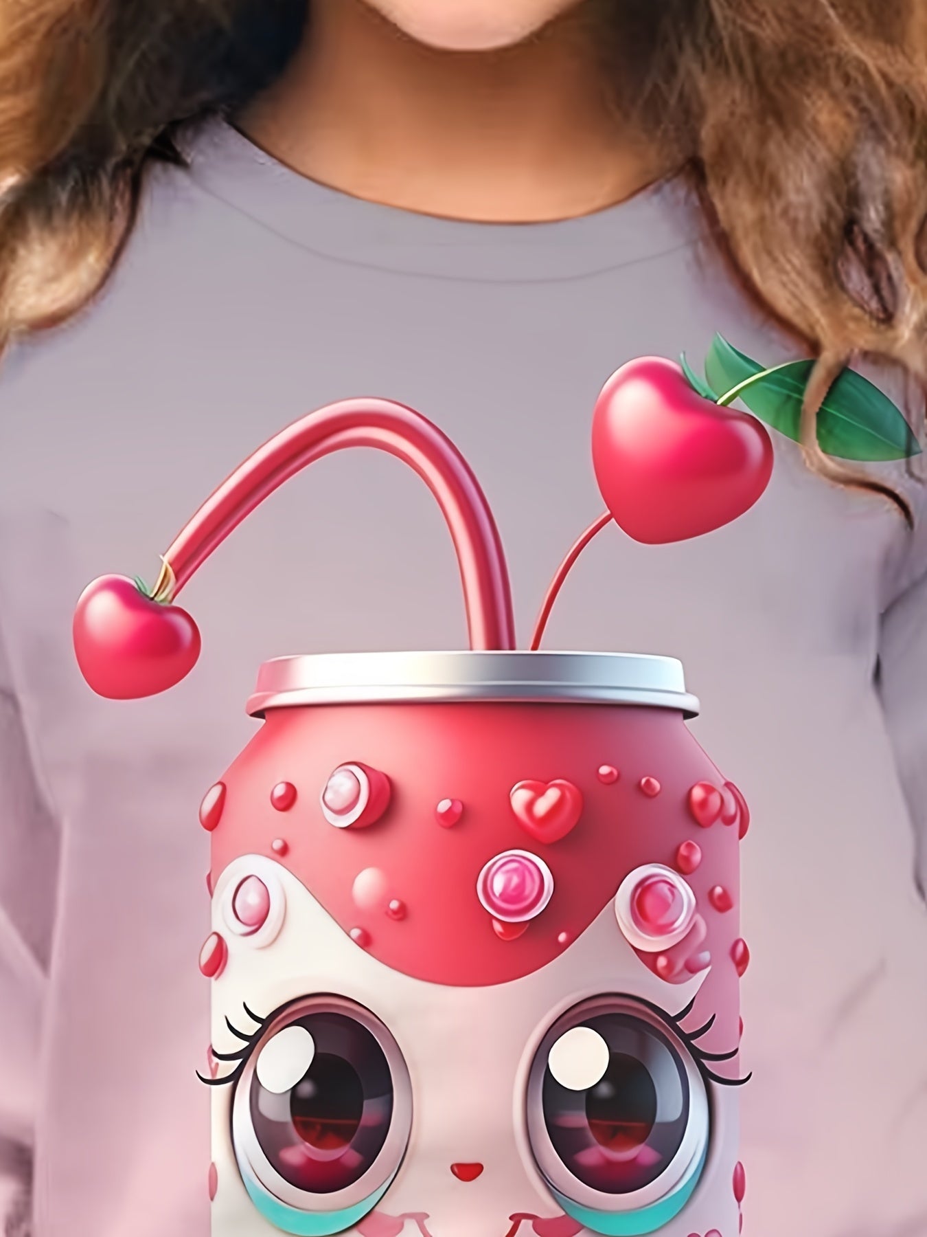 Girls Sweet Soda Graphic Crew Neck Long Sleeve Sweatshirt