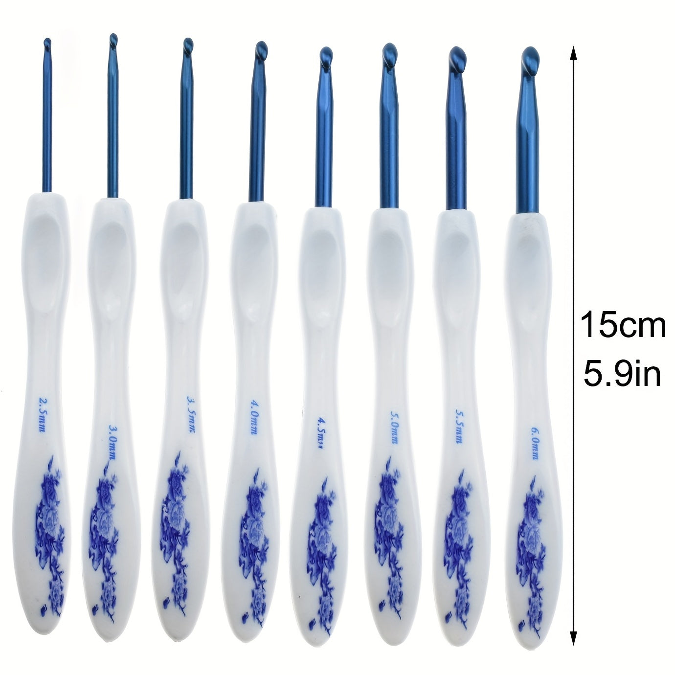 8pcs Ergonomic Crochet Hook Set with Print Crochet Hooks