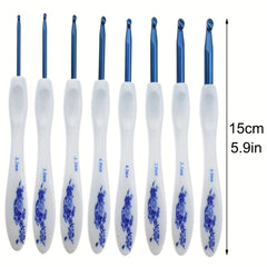 8pcs Ergonomic Crochet Hook Set with Print Crochet Hooks