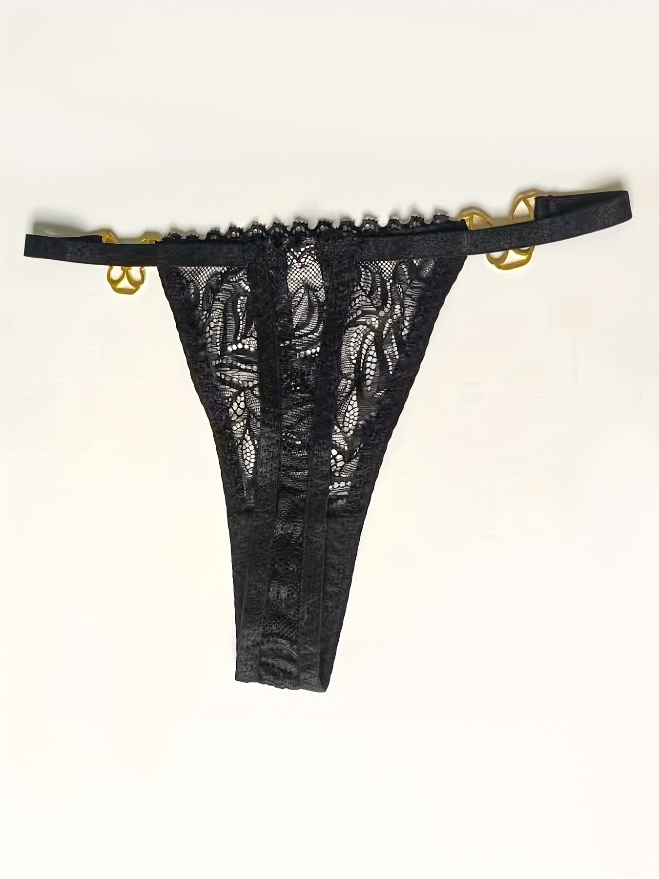 Floral Lace Mesh Thongs Butterfly Shape Ring Linked Intimates Panties
