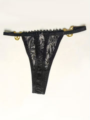 Floral Lace Mesh Thongs Butterfly Shape Ring Linked Intimates Panties