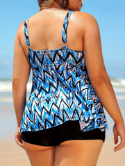 Geo Print Twist Front Tankini Set