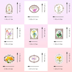 50pcs Retro Flower Stickers for Garden Diary Laptop Water Cup DIY Journal