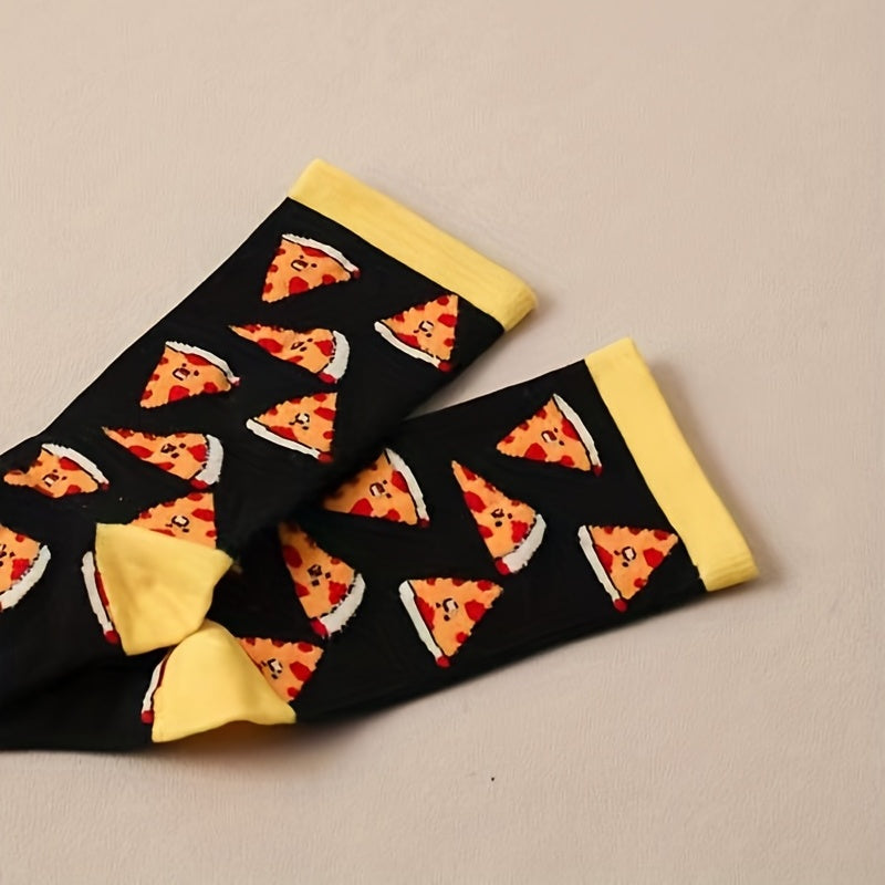 Pizza Print Socks Women's Crew Stockings