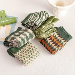 5 Pairs Christmas Socks Warm Novelty Crew Vintage Gentle Socks