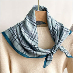 Plaid Print Bandana Classic British Style Shawl Casual Square Scarf