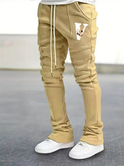 Cartoon Bear Pattern Slim Fit Flared Joggers