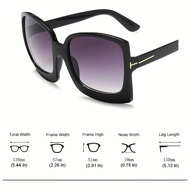 Oversized Square Frame Sunglasses Solid Gradient Lens Cat Eye Glasses
