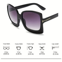 Oversized Square Frame Sunglasses Solid Gradient Lens Cat Eye Glasses