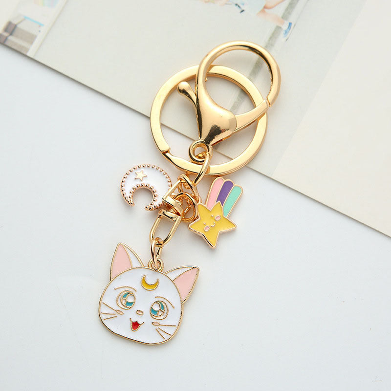 Cat Alloy Car Key Ring - Stylish Bag Accessory