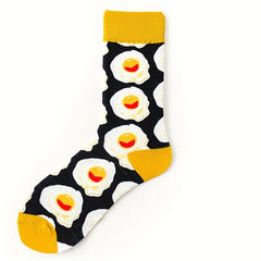 Cartoon Food Print Socks & Funny Mid Tube Socks Women's Stockings & Hosiery