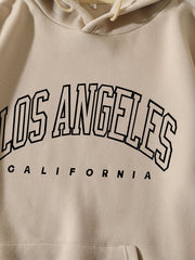 Letter Print Kangaroo Pocket Hoodie Casual Long Sleeve Drawstring Hoodies