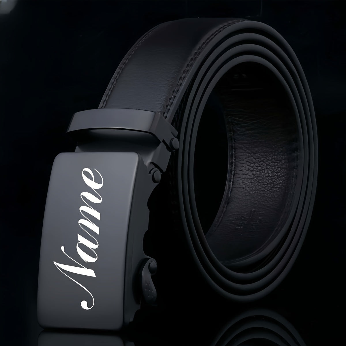 Personalized Men's Faux Leather Belt with Automatic Buckle