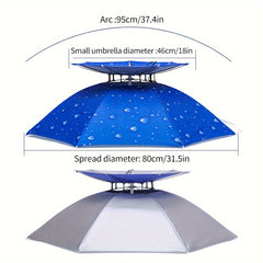 2pcs Double Layer Umbrella Hat Adjustable UV Protection Fishing Umbrella