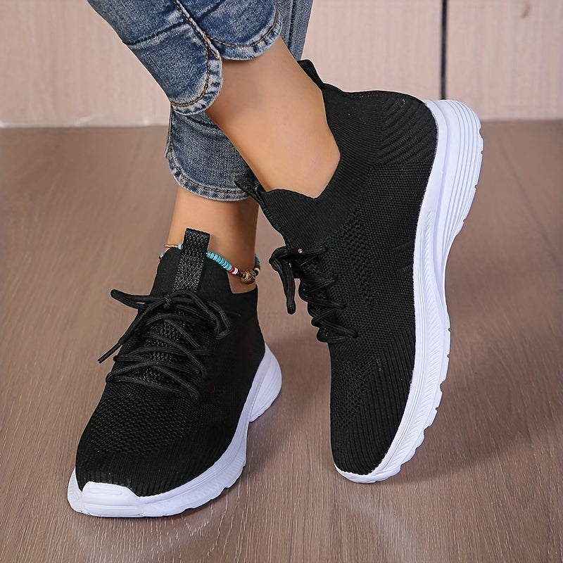 Women's Breathable Woven Sneakers Lightweight Mesh Lace Up Shoes